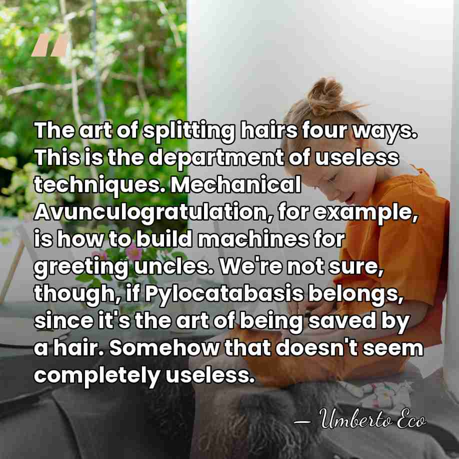 The art of splitting hairs four ways. This is the department of&hellip; - Umberto Eco