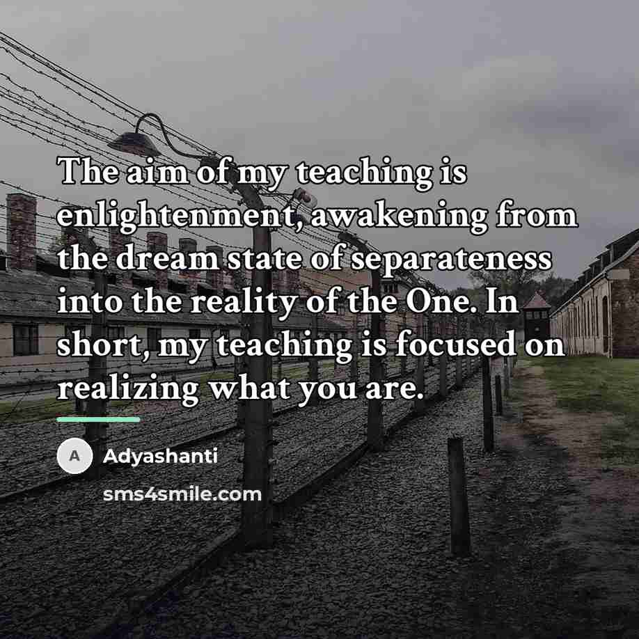 “The aim of my teaching is enlightenment, awakening from the…” quote by Adyashanti