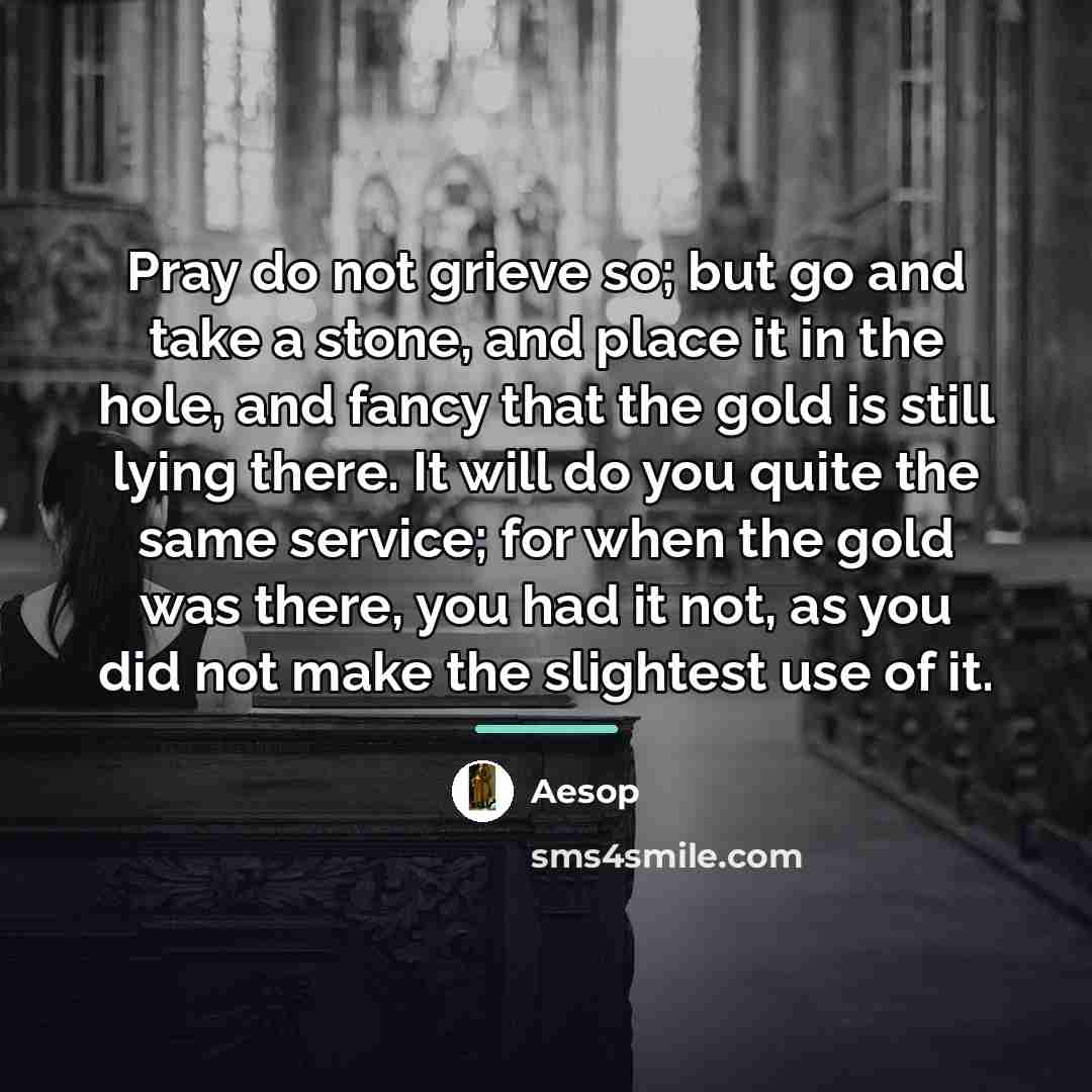 “Pray do not grieve so; but go and take a…” quote by Aesop