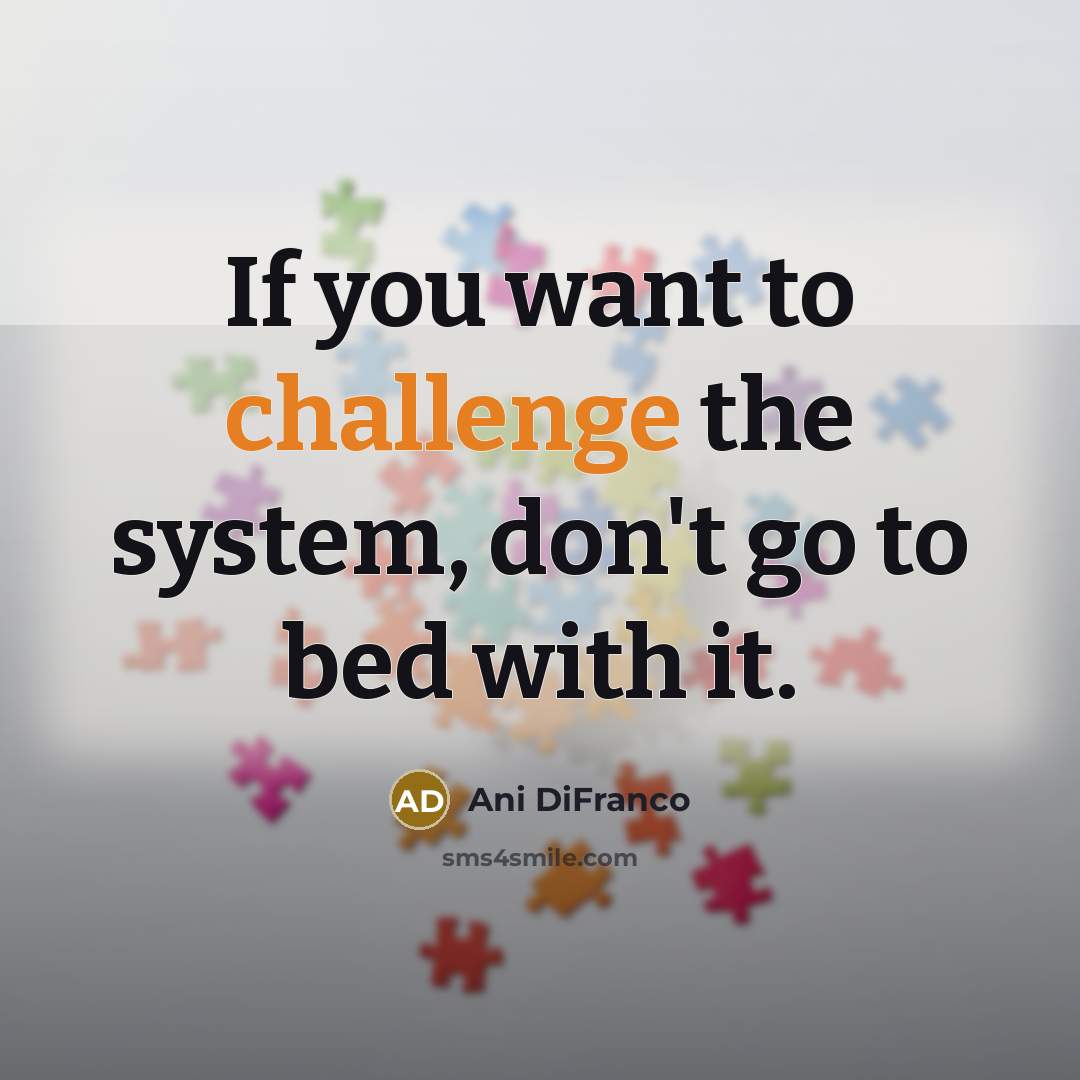 “If you want to challenge the system, don't go to…” quote by Ani DiFranco