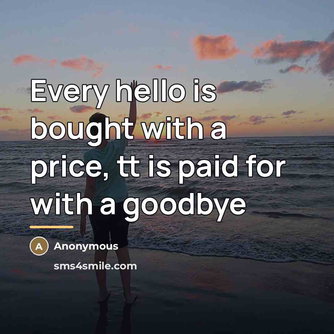 “Every hello is bought with a price, tt is paid…” quote by Anonymous