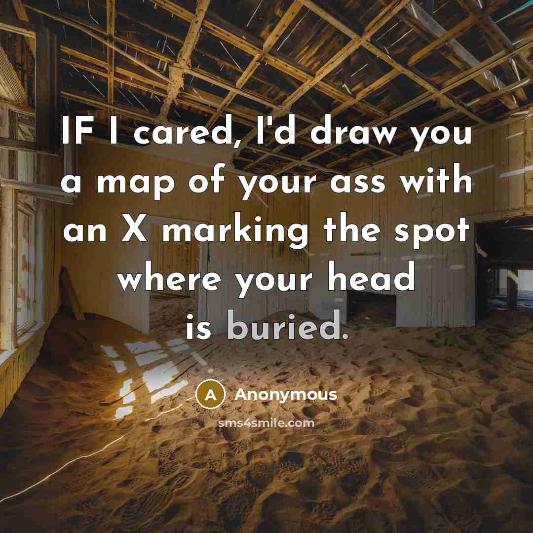 “IF I cared, I'd draw you a map of your…” quote by Anonymous