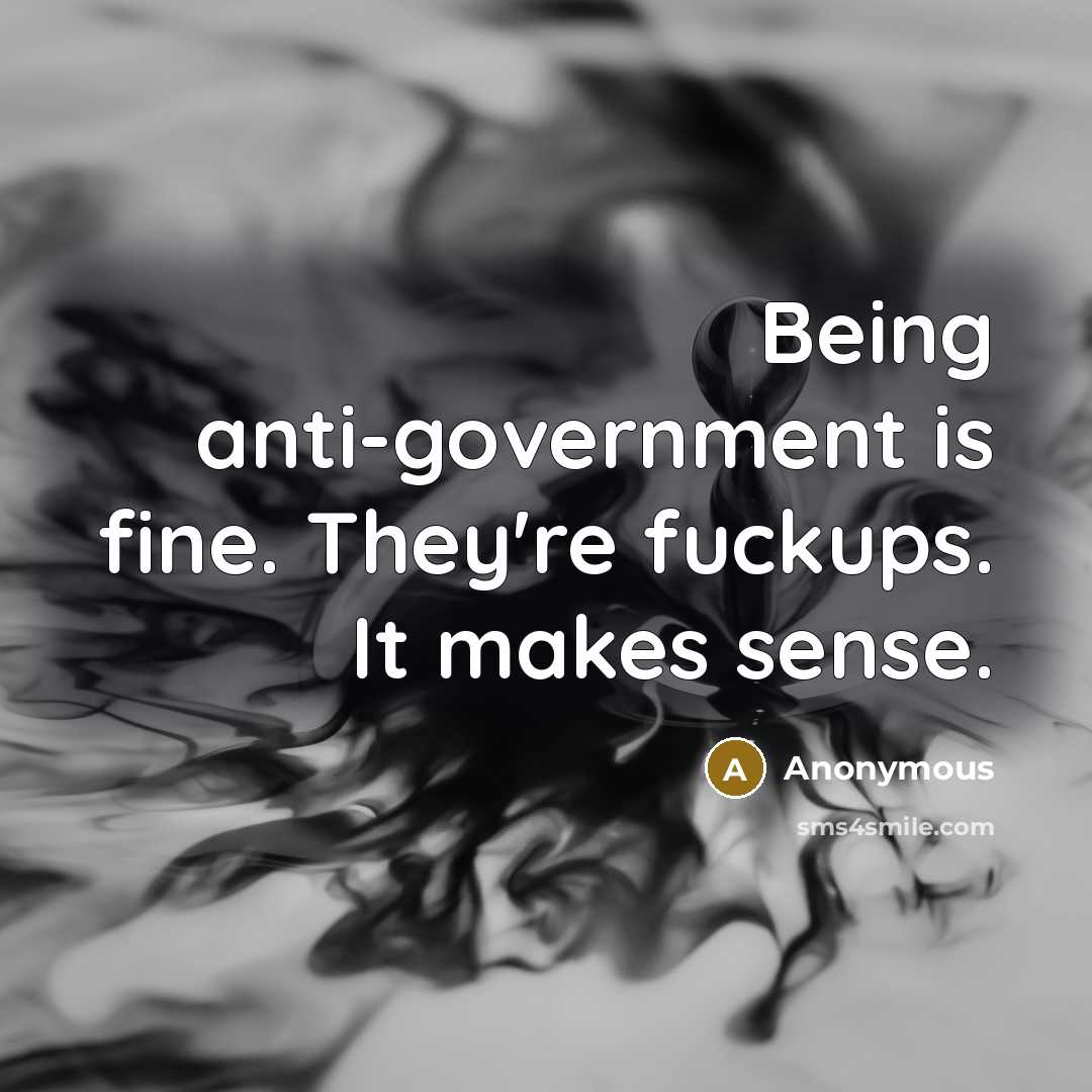 “Being anti-government is fine. They're fuckups. It makes sense.…” quote by Anonymous