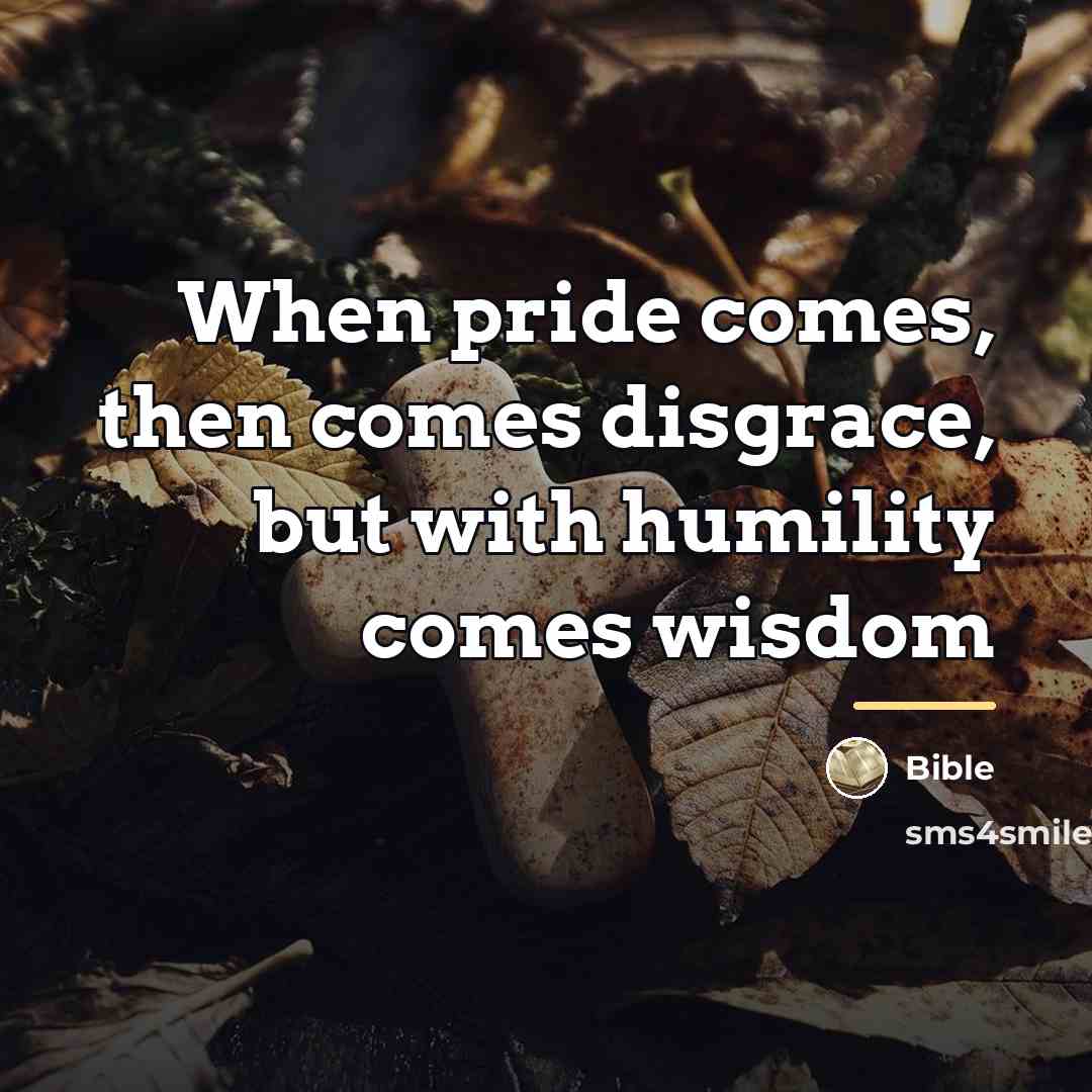 “When pride comes, then comes disgrace, but with humility comes…” quote by Bible