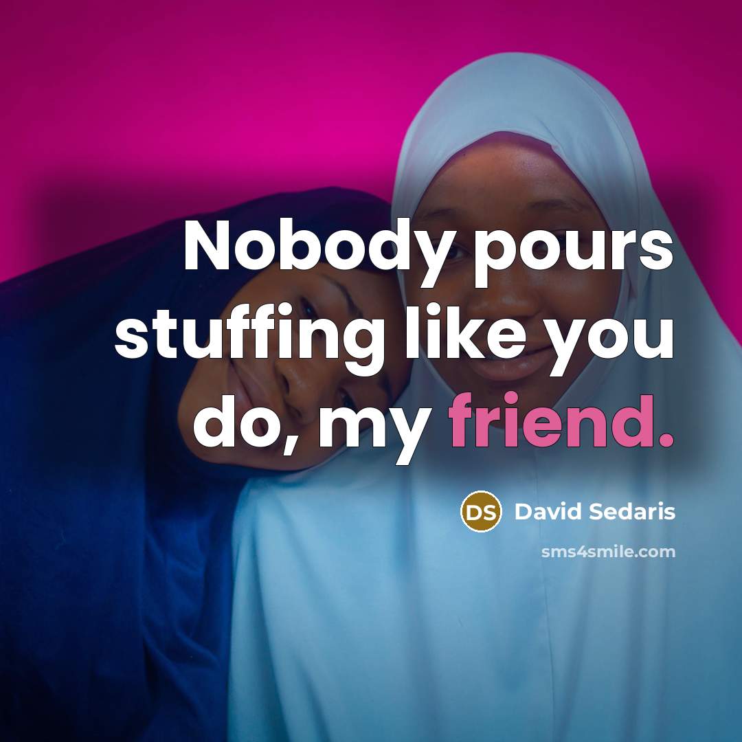 “Nobody pours stuffing like you do, my friend.…” quote by David Sedaris