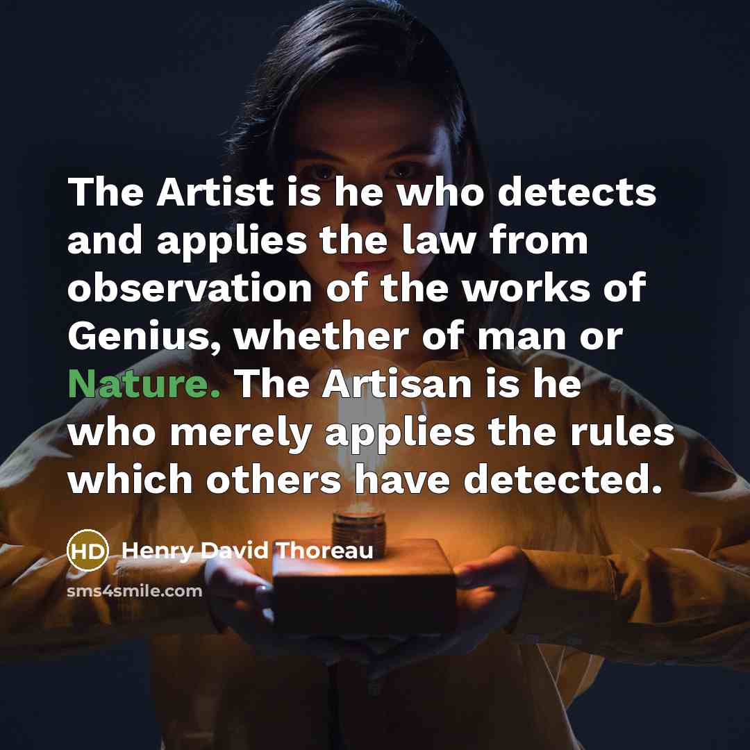“The Artist is he who detects and applies the law…” quote by Henry David Thoreau