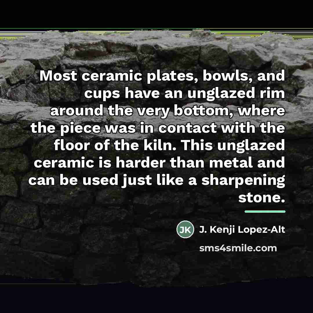 “Most ceramic plates, bowls, and cups have an unglazed rim…” quote by J. Kenji Lopez-Alt
