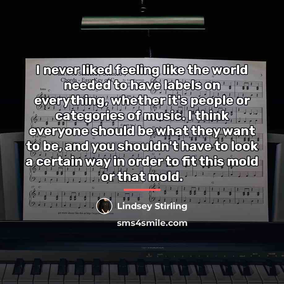 “I never liked feeling like the world needed to have…” quote by Lindsey Stirling