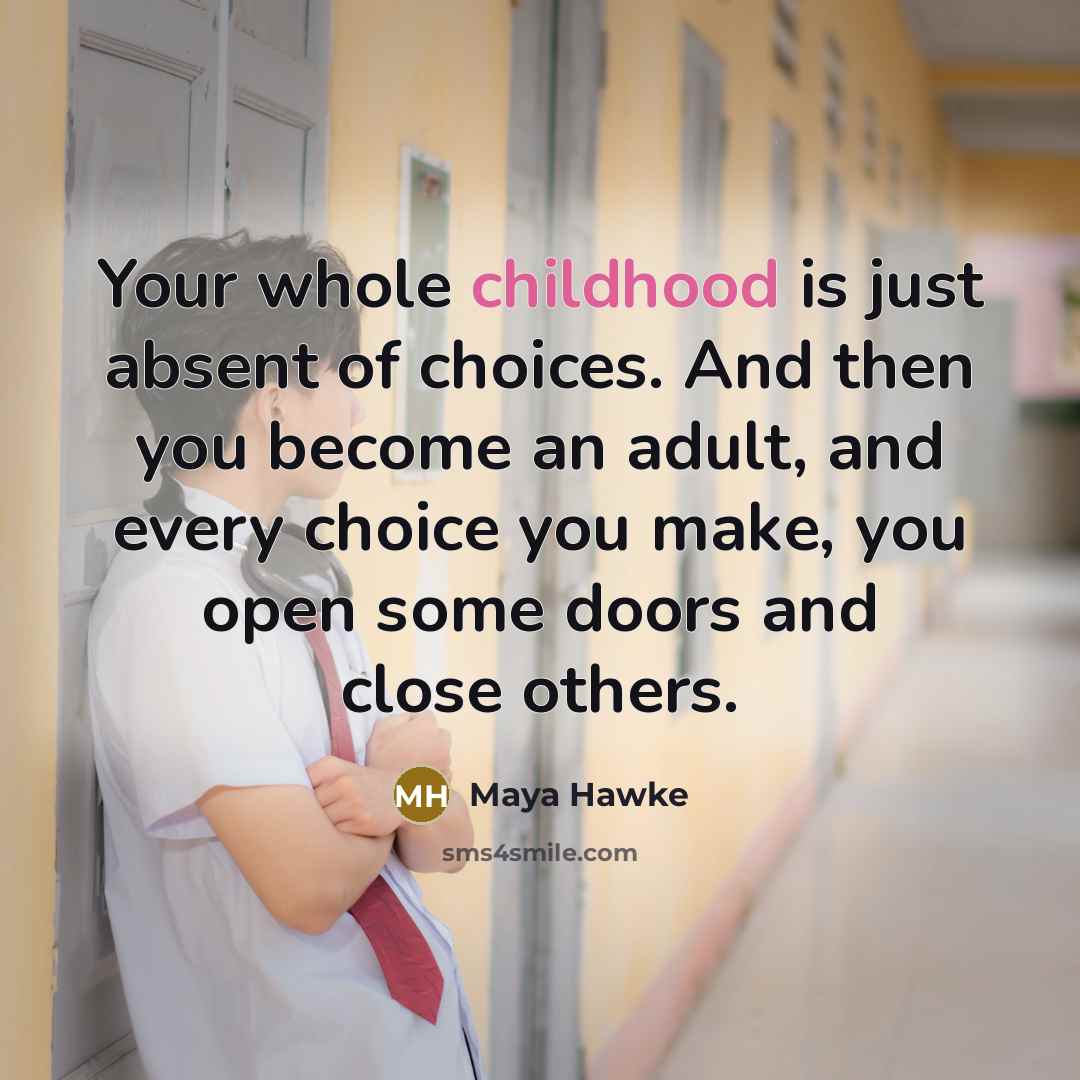 “Your whole childhood is just absent of choices. And then you become an adult, and every choice you make, you open some doors and close others.” quote by Maya Hawke