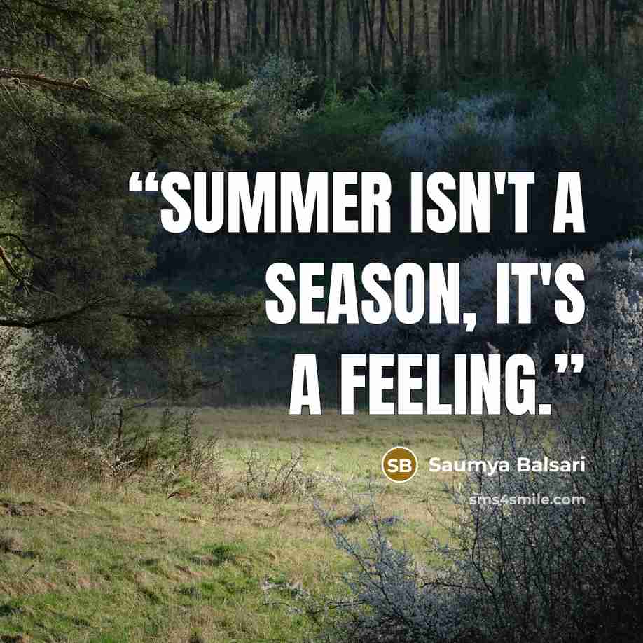 “Summer isn't a season, it's a feeling.” quote by Saumya Balsari