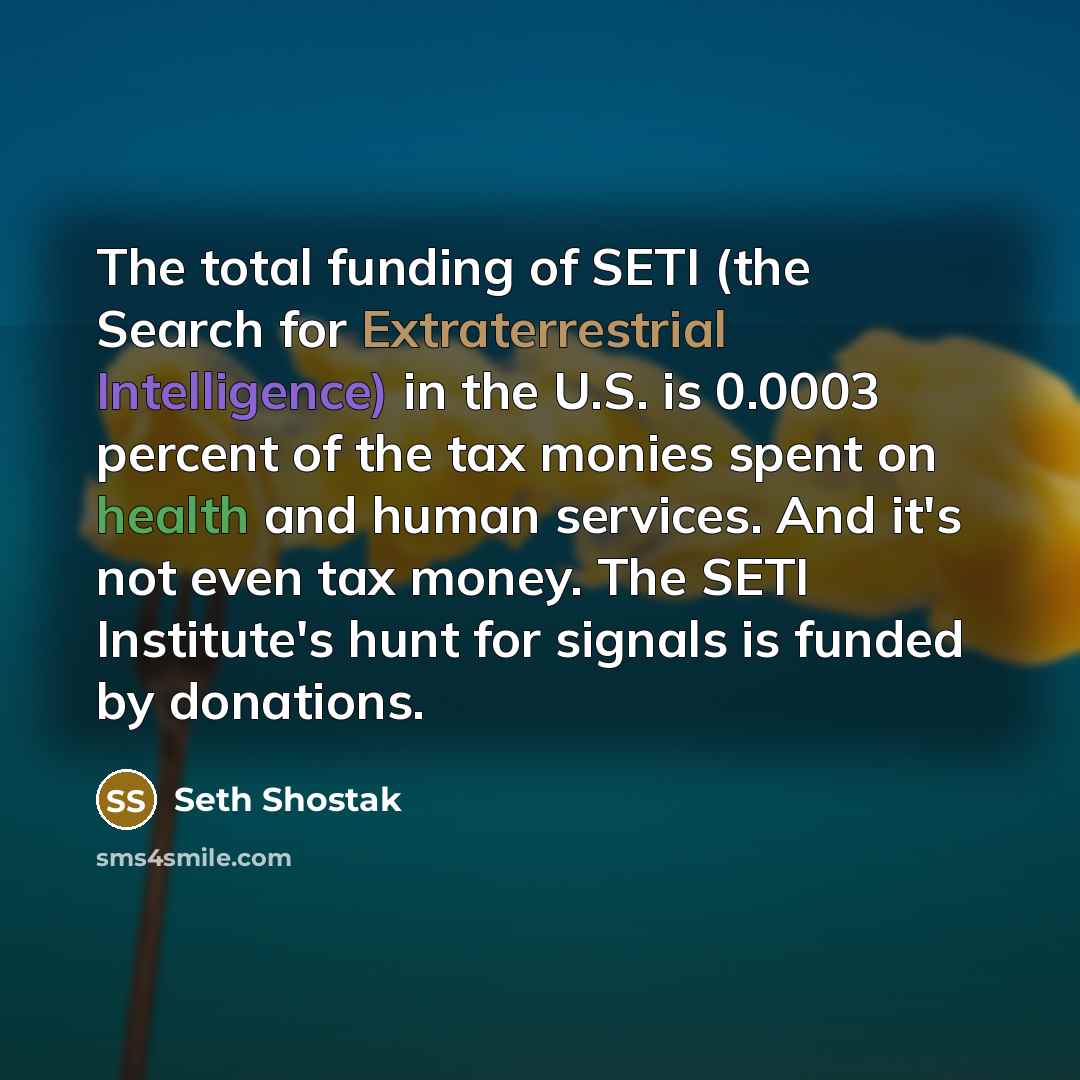 “The total funding of SETI (the Search for Extraterrestrial Intelligence)…” quote by Seth Shostak
