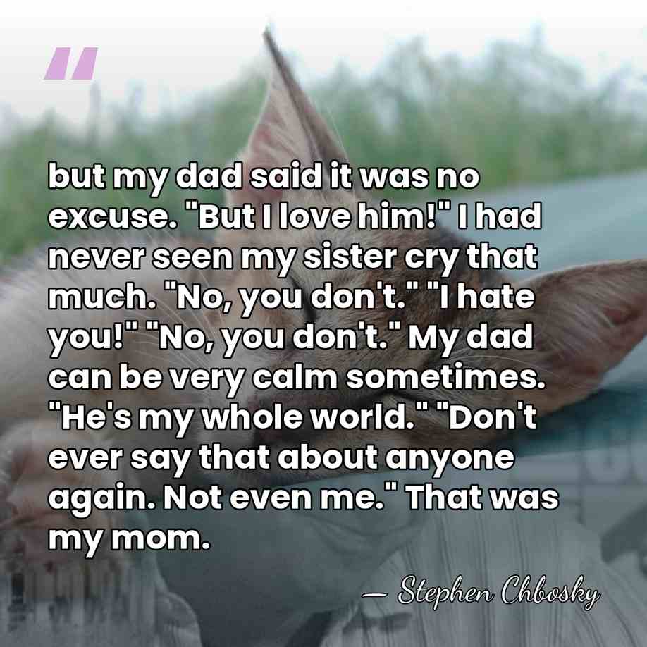 but my dad said it was no excuse. "But I love him!"&hellip; - Stephen Chbosky