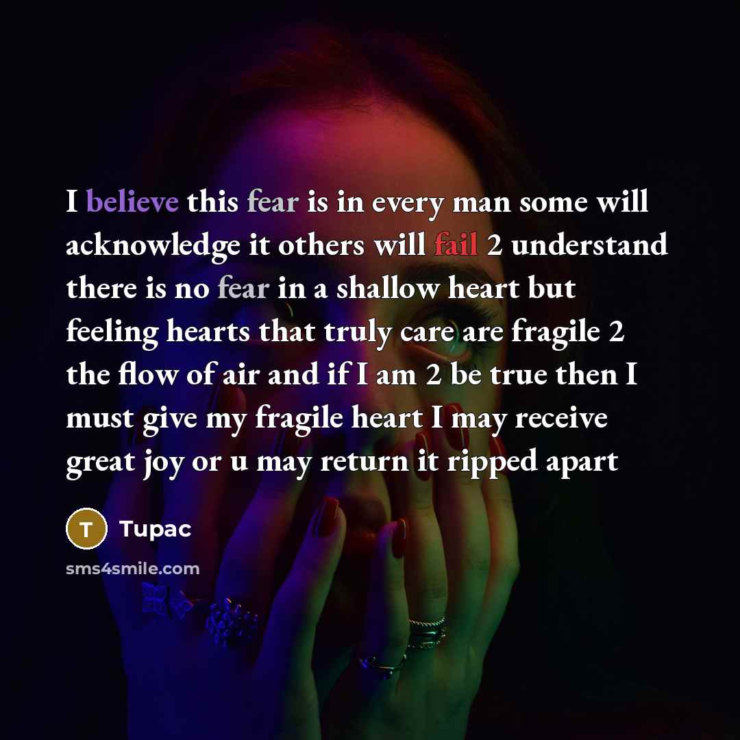 “I believe this fear is in every man some will…” quote by Tupac