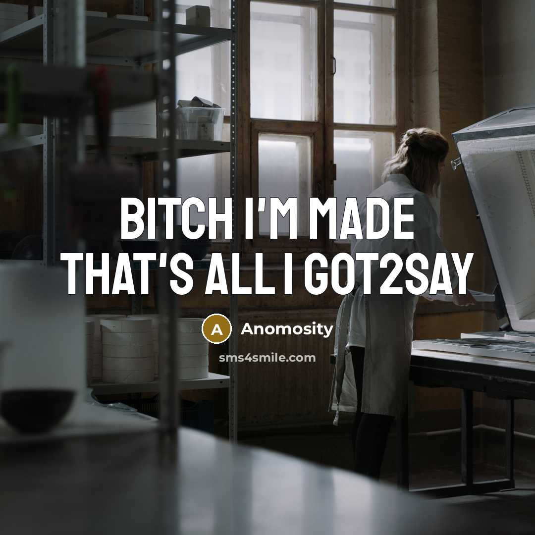 “Bitch I'm Made That's all I got2say…” quote by Anomosity