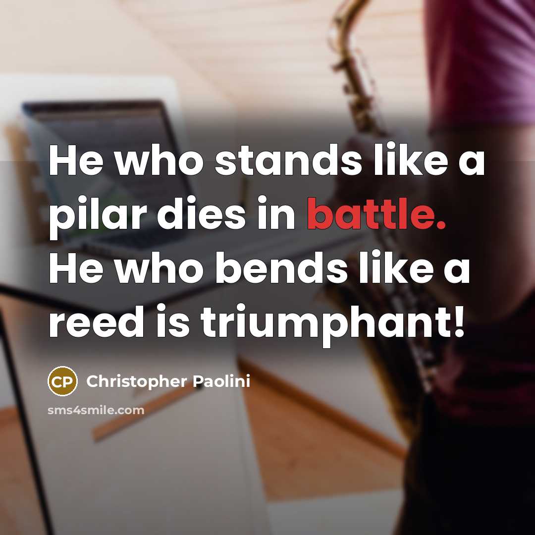 “He who stands like a pilar dies in battle. He…” quote by Christopher Paolini