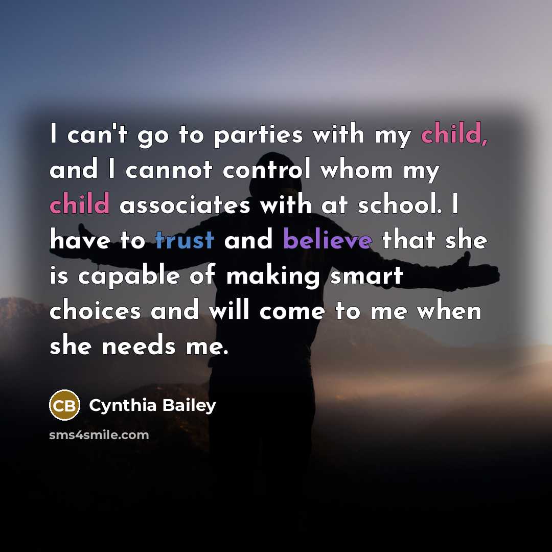 “I can't go to parties with my child, and I…” quote by Cynthia Bailey