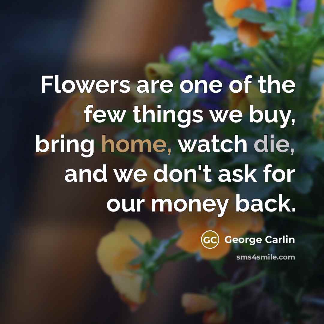 “Flowers are one of the few things we buy, bring…” quote by George Carlin