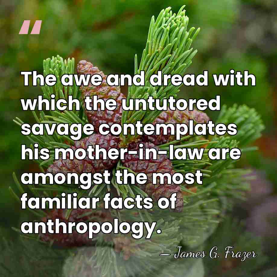 The awe and dread with which the untutored savage contemplates his mother-in-law&hellip; - James G. Frazer