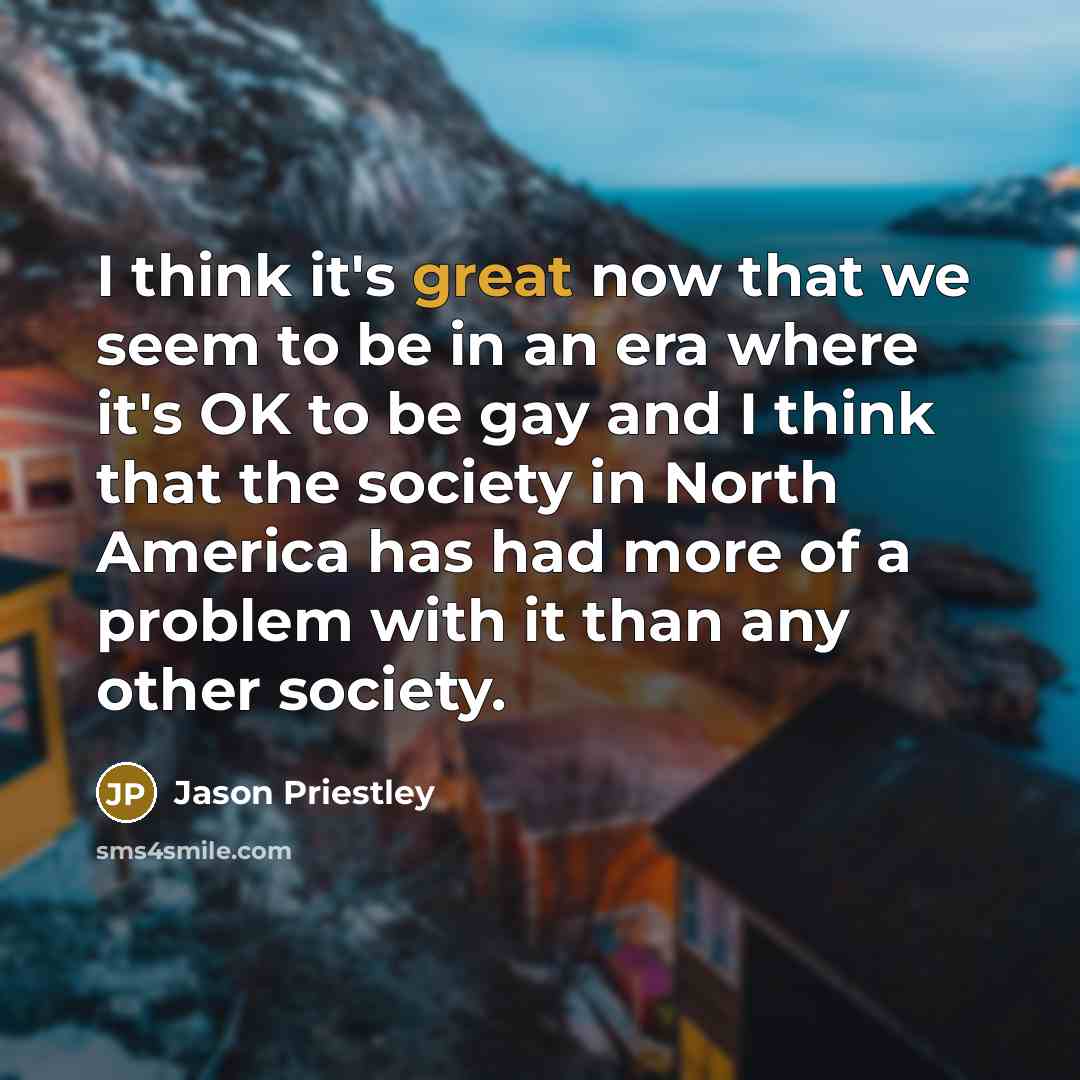 “I think it's great now that we seem to be…” quote by Jason Priestley