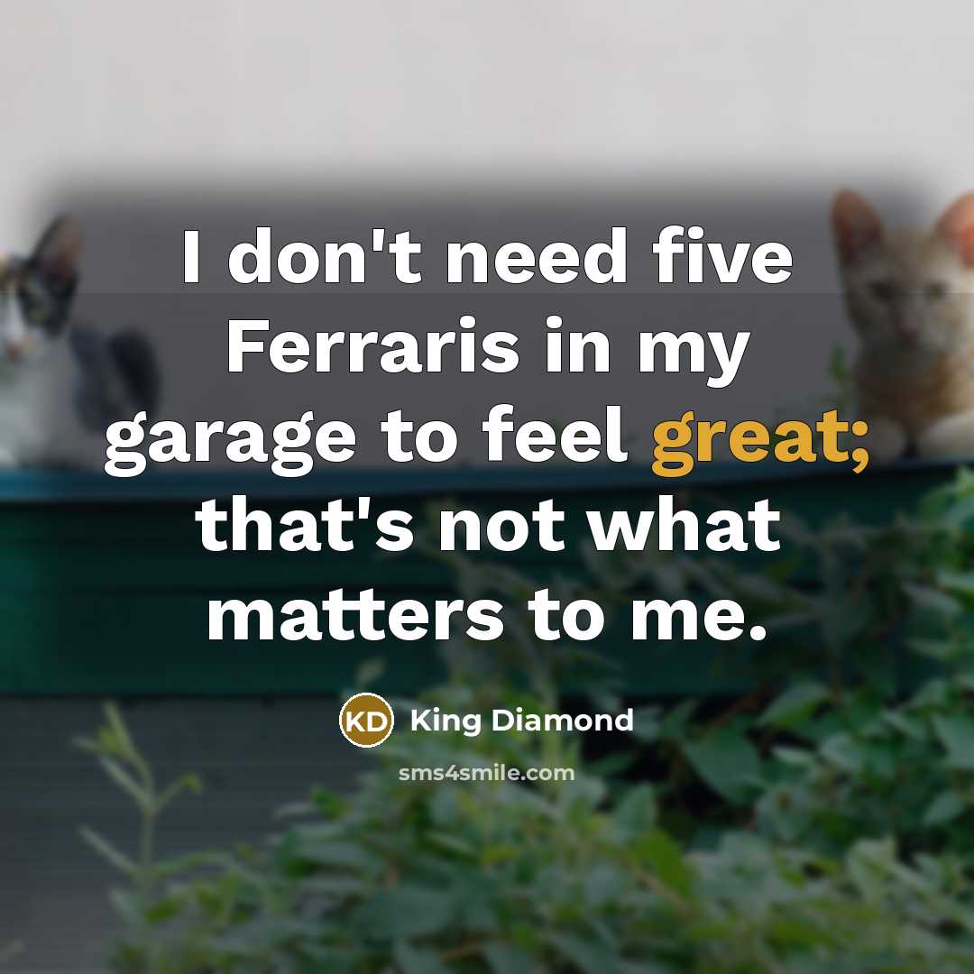 “I don't need five Ferraris in my garage to feel…” quote by King Diamond