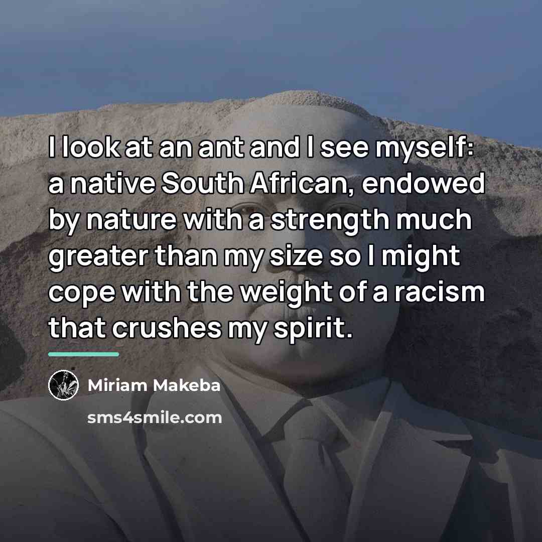 “I look at an ant and l see myself: a…” quote by Miriam Makeba
