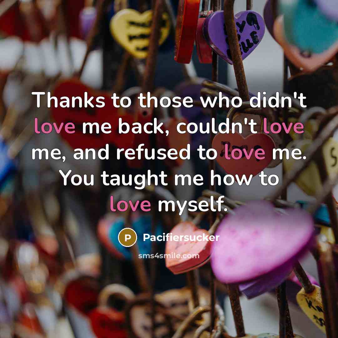 “Thanks to those who didn't love me back, couldn't love…” quote by Pacifiersucker