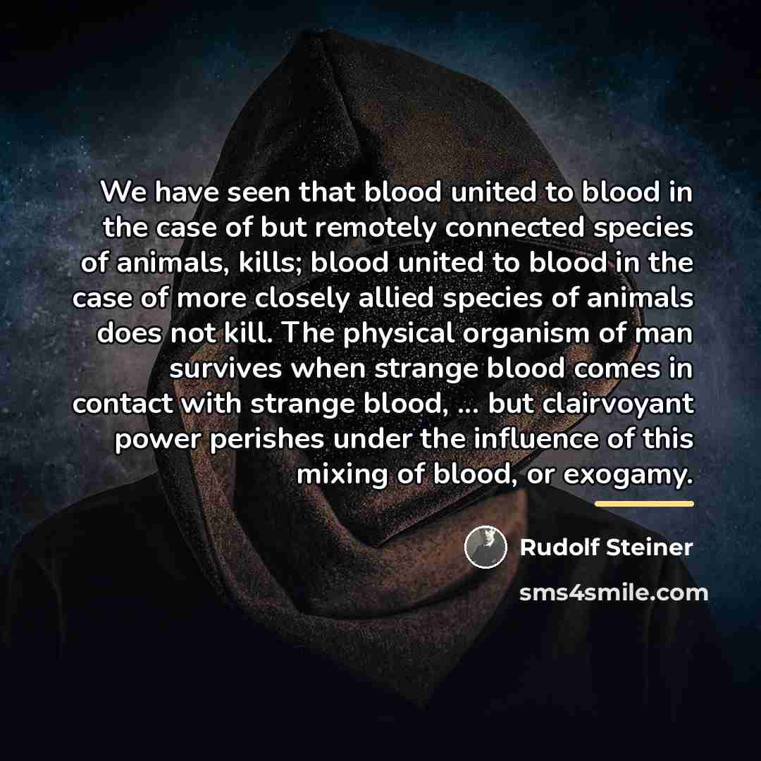 “We have seen that blood united to blood in the…” quote by Rudolf Steiner