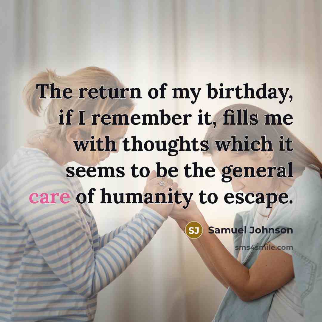 “The return of my birthday, if I remember it, fills…” quote by Samuel Johnson