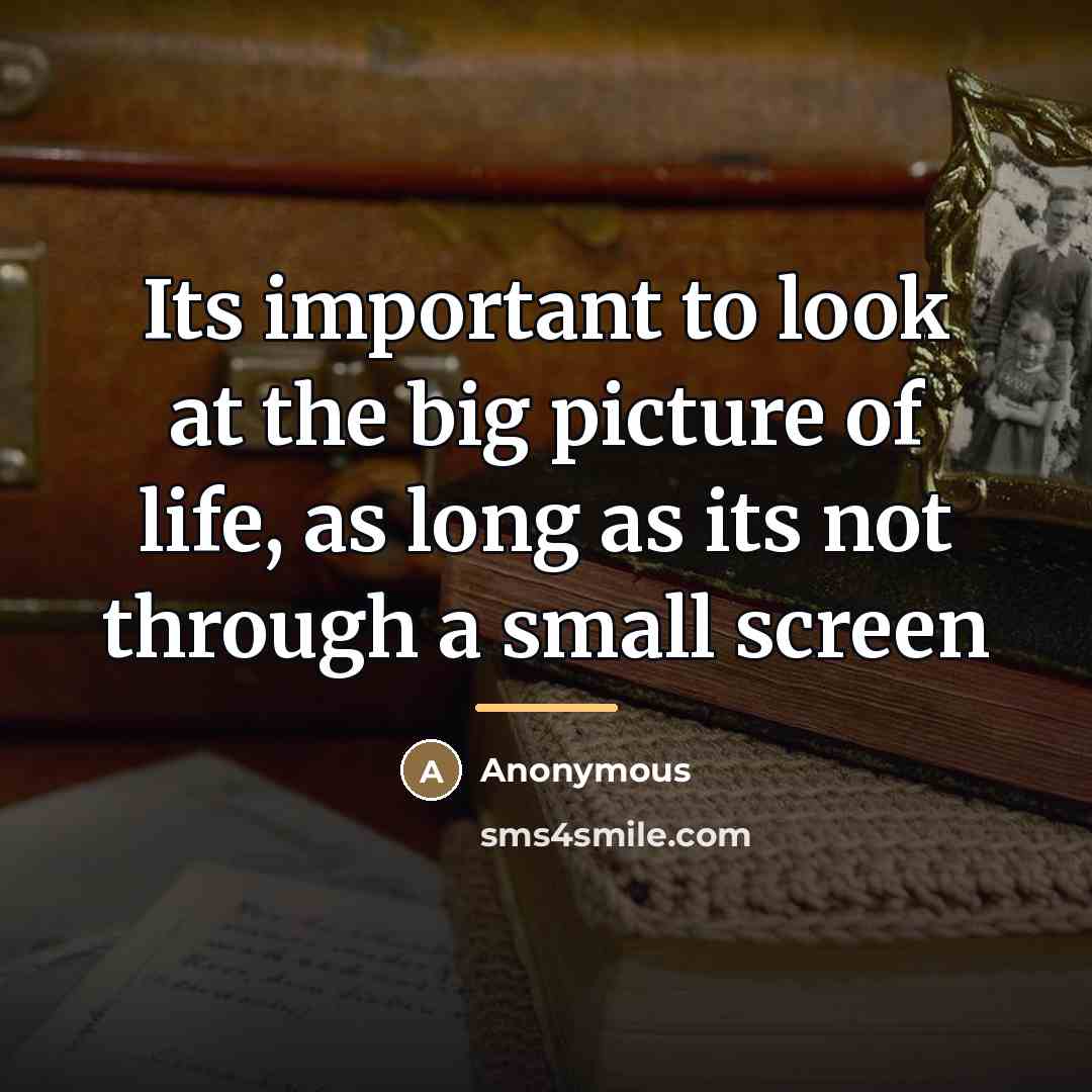 “Its important to look at the big picture of life,…” quote by Anonymous