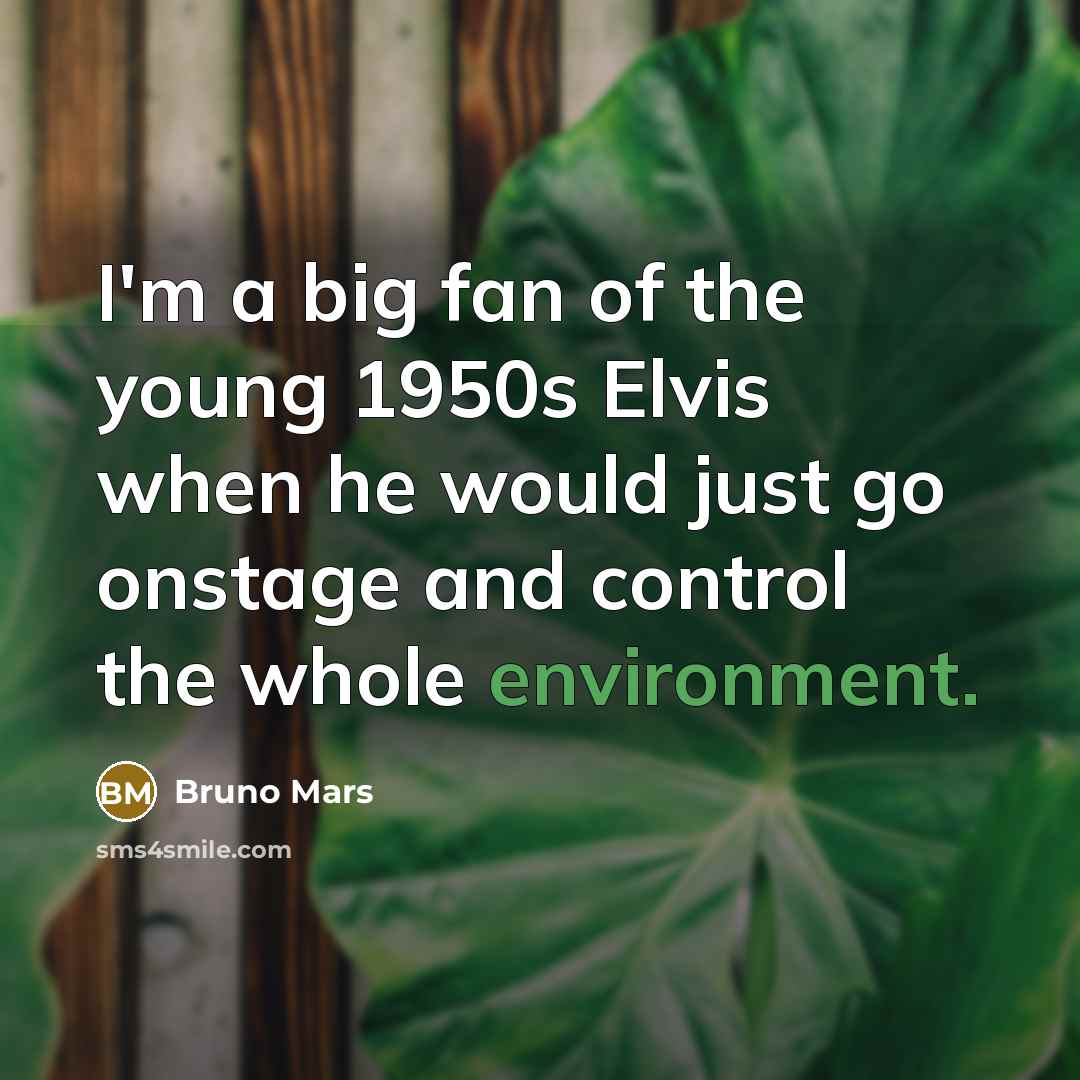 “I'm a big fan of the young 1950s Elvis when…” quote by Bruno Mars