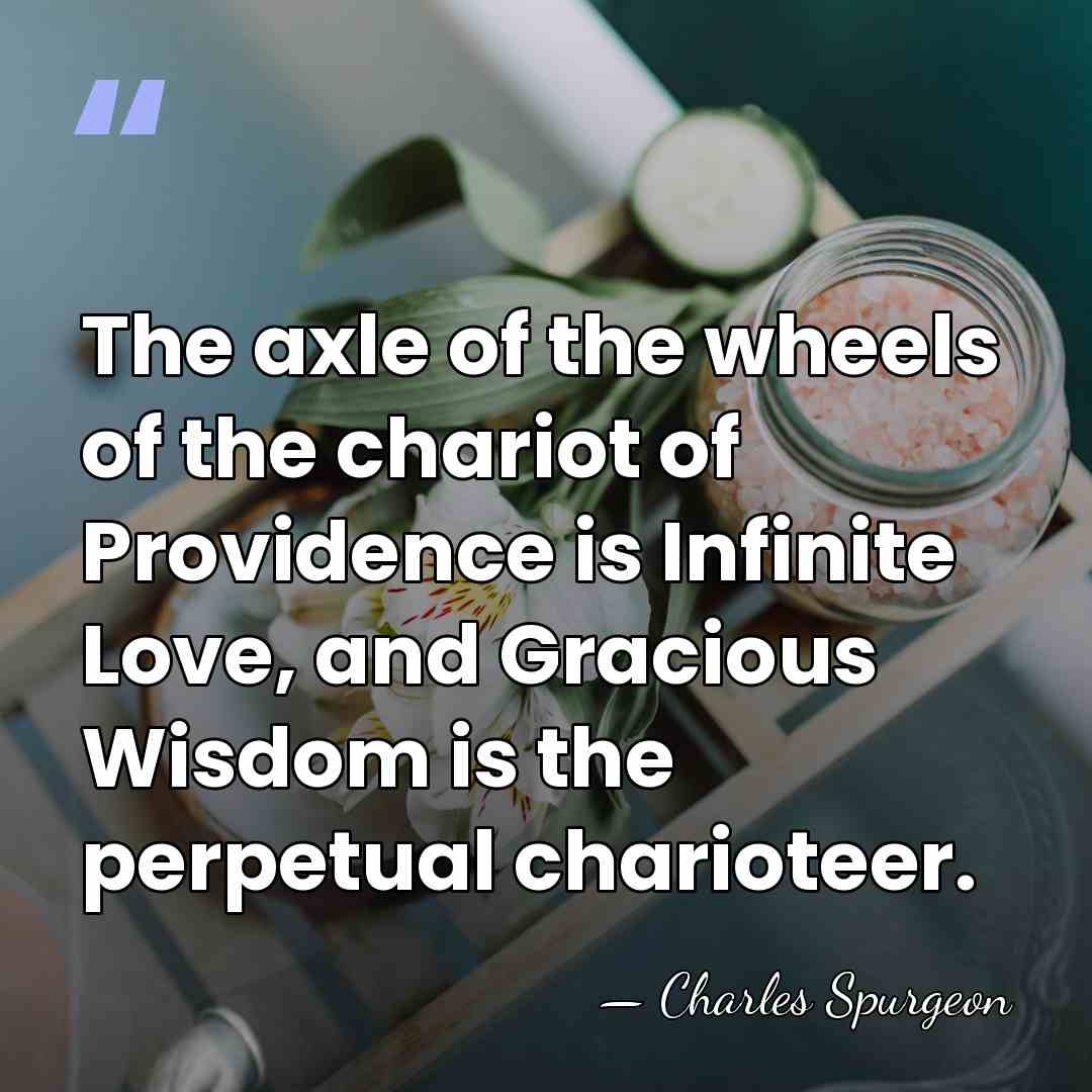 The axle of the wheels of the chariot of Providence is Infinite&hellip; - Charles Spurgeon