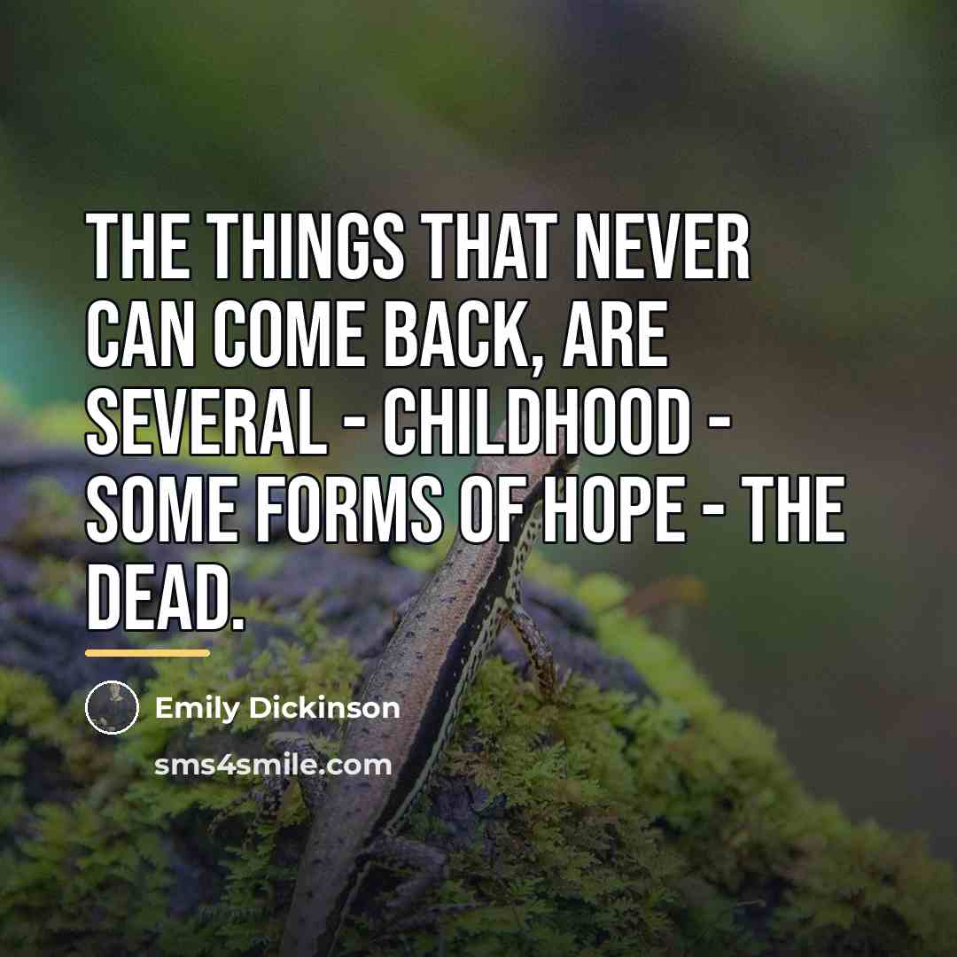 “The Things that never can come back, are several -…” quote by Emily Dickinson