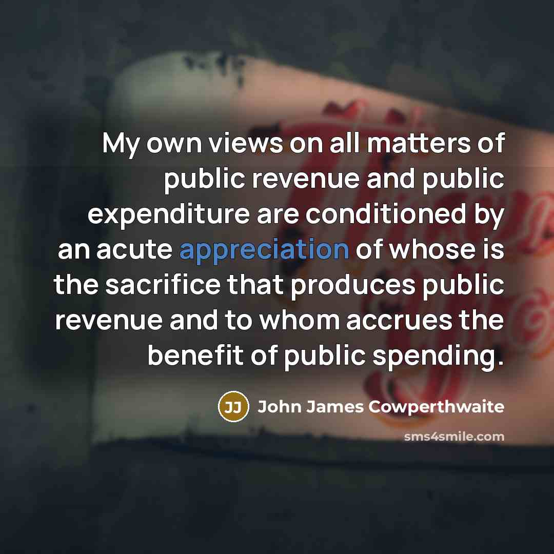 “My own views on all matters of public revenue and…” quote by John James Cowperthwaite