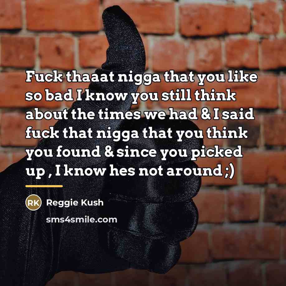 “Fuck thaaat nigga that you like so bad I know…” quote by Reggie Kush