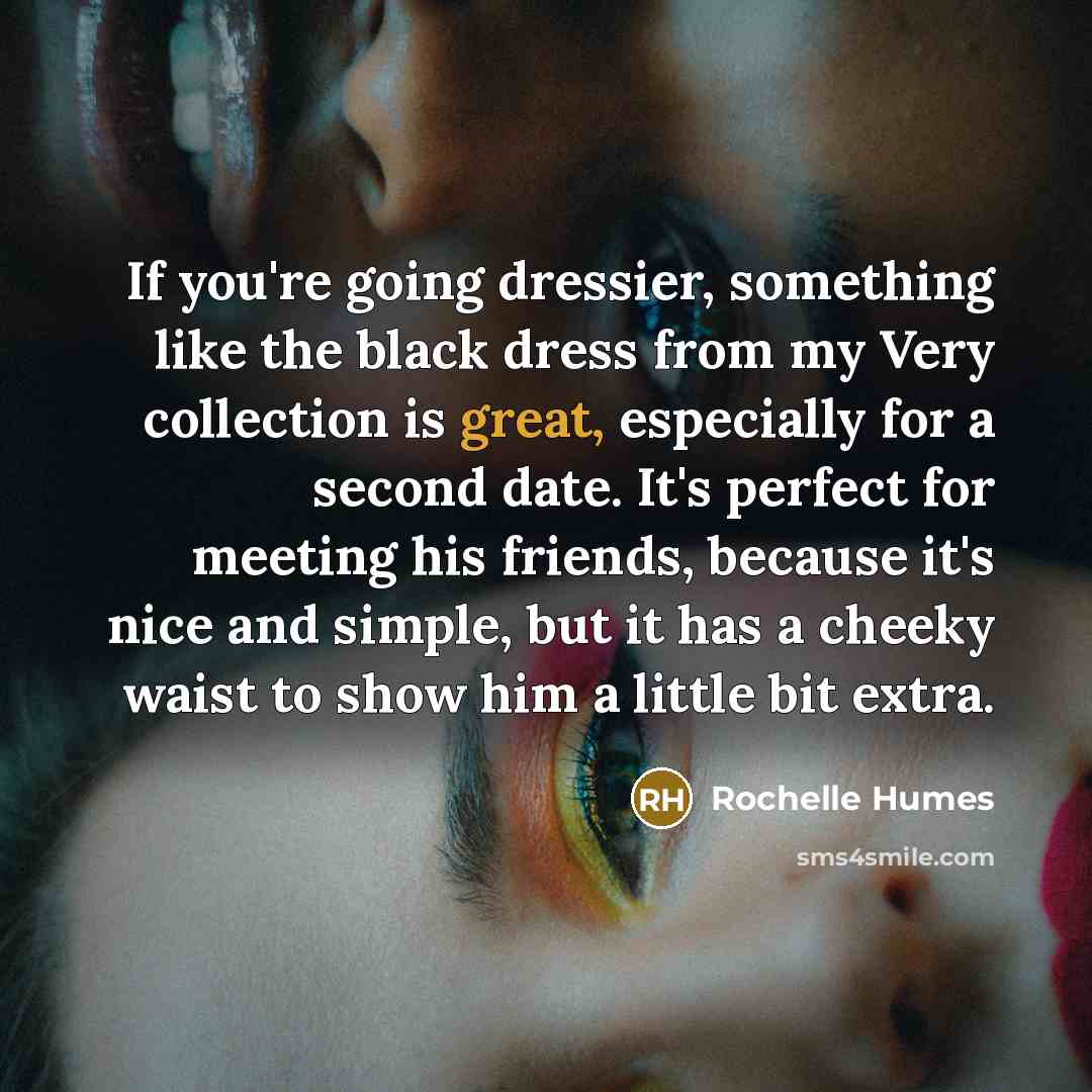 “If you're going dressier, something like the black dress from…” quote by Rochelle Humes