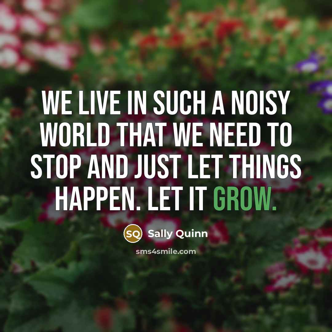 “We live in such a noisy world that we need…” quote by Sally Quinn