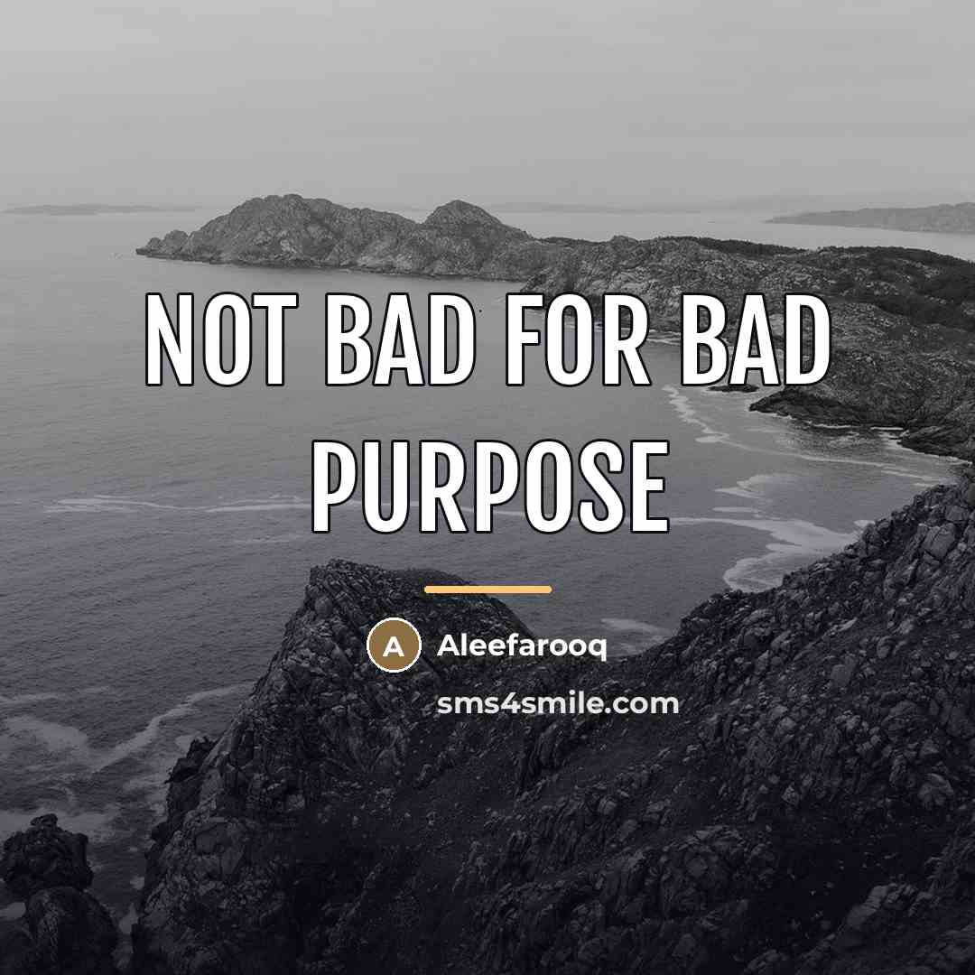 “Not BaD For BaD Purpose…” quote by Aleefarooq