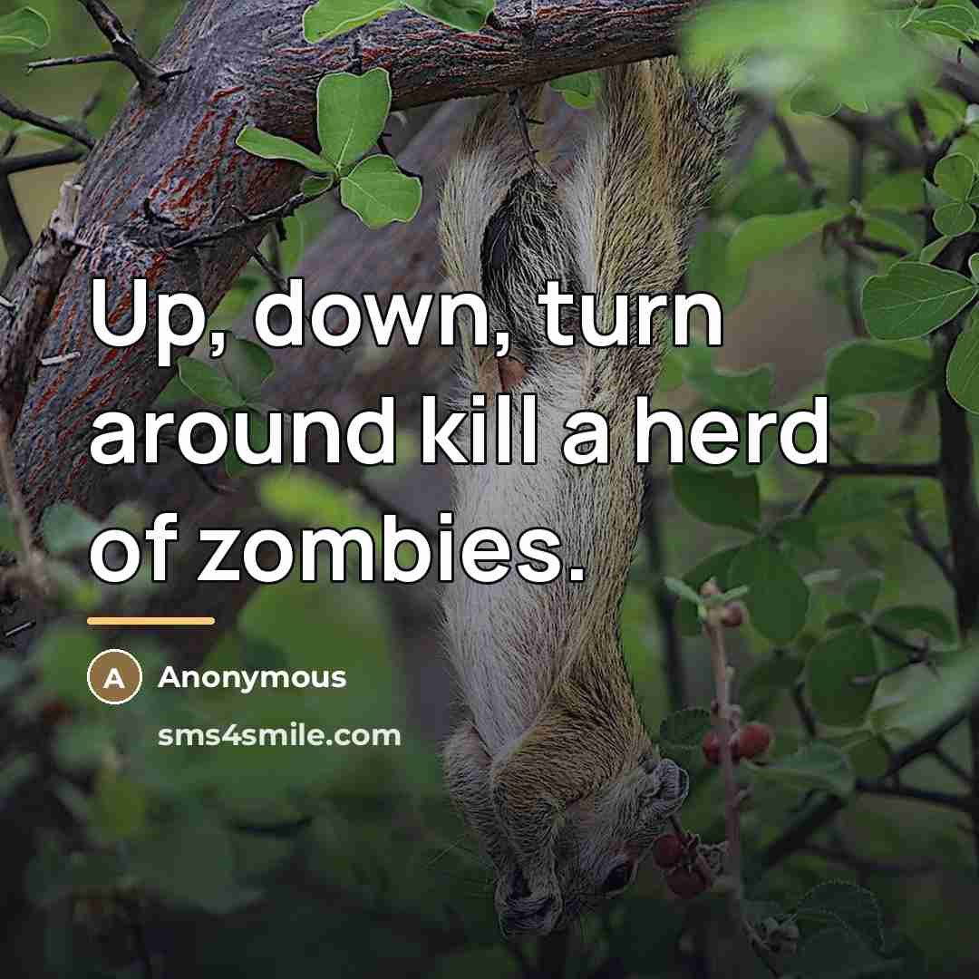 “Up, down, turn around kill a herd of zombies.…” quote by Anonymous