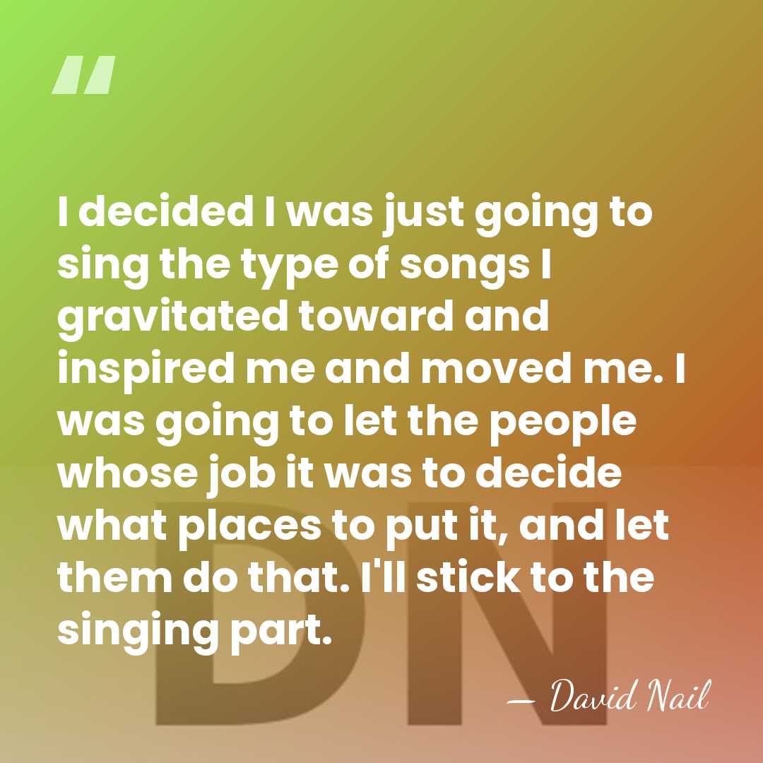 I decided I was just going to sing the type of songs&hellip; - David Nail