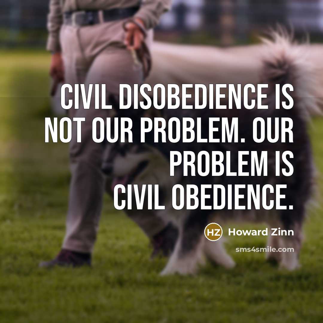 “Civil disobedience is not our problem. Our problem is civil…” quote by Howard Zinn