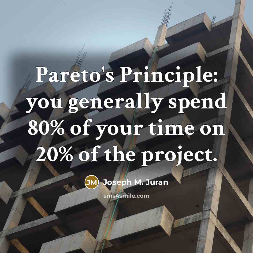 “Pareto's Principle: you generally spend 80% of your time on…” quote by Joseph M. Juran