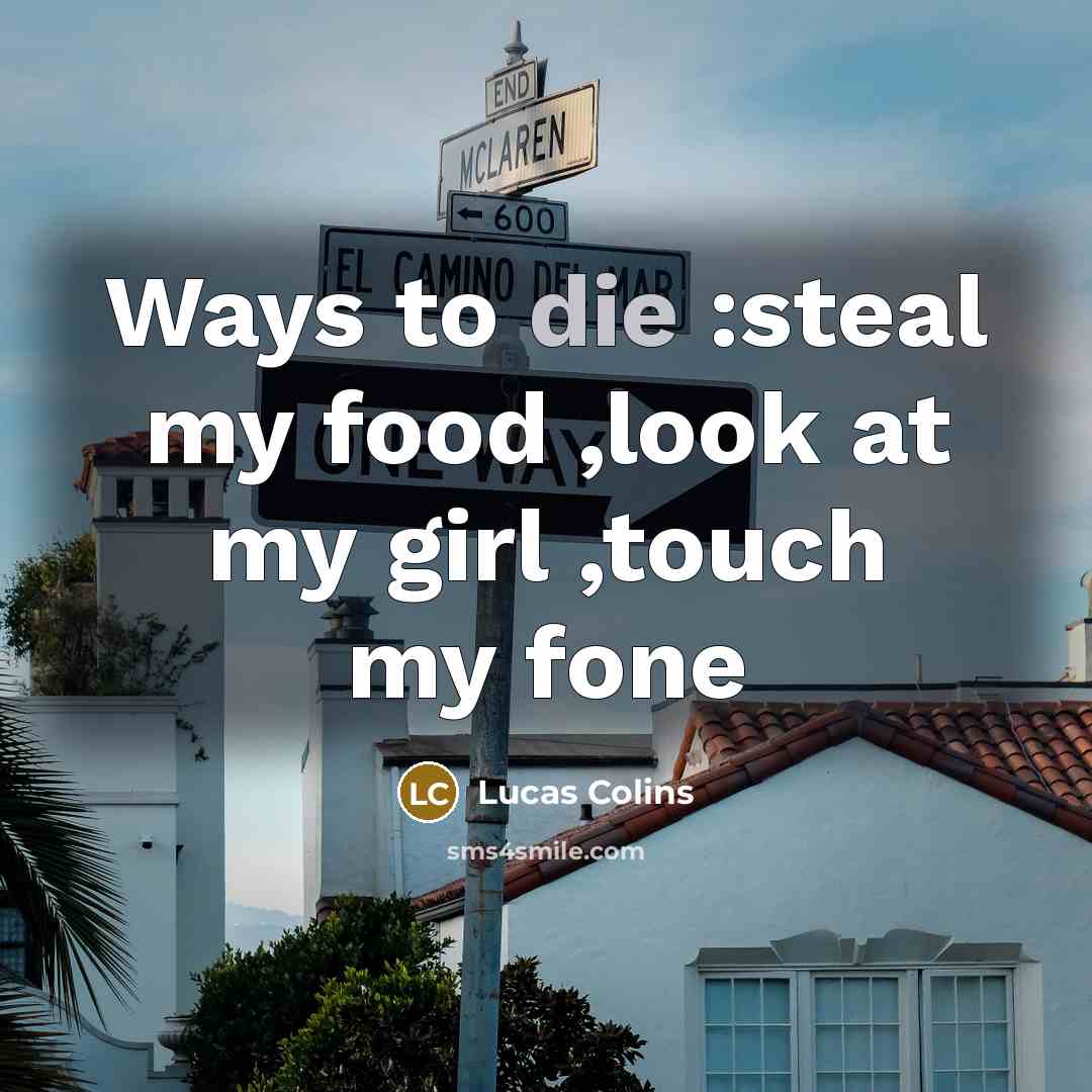 “Ways to die :steal my food ,look at my girl ,touch my fone” quote by Lucas Colins
