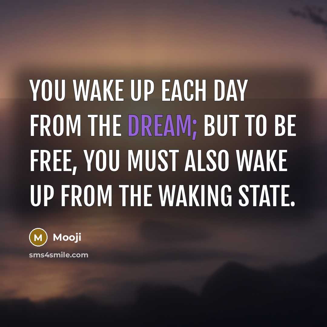 “You wake up each day from the dream; but to…” quote by Mooji