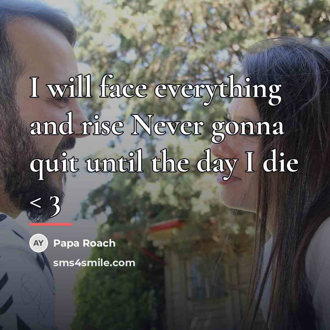 “I will face everything and rise Never gonna quit until…” quote by Papa Roach