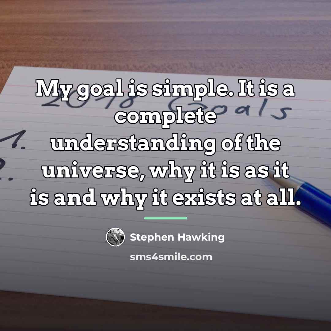 “My goal is simple. It is a complete understanding of…” quote by Stephen Hawking