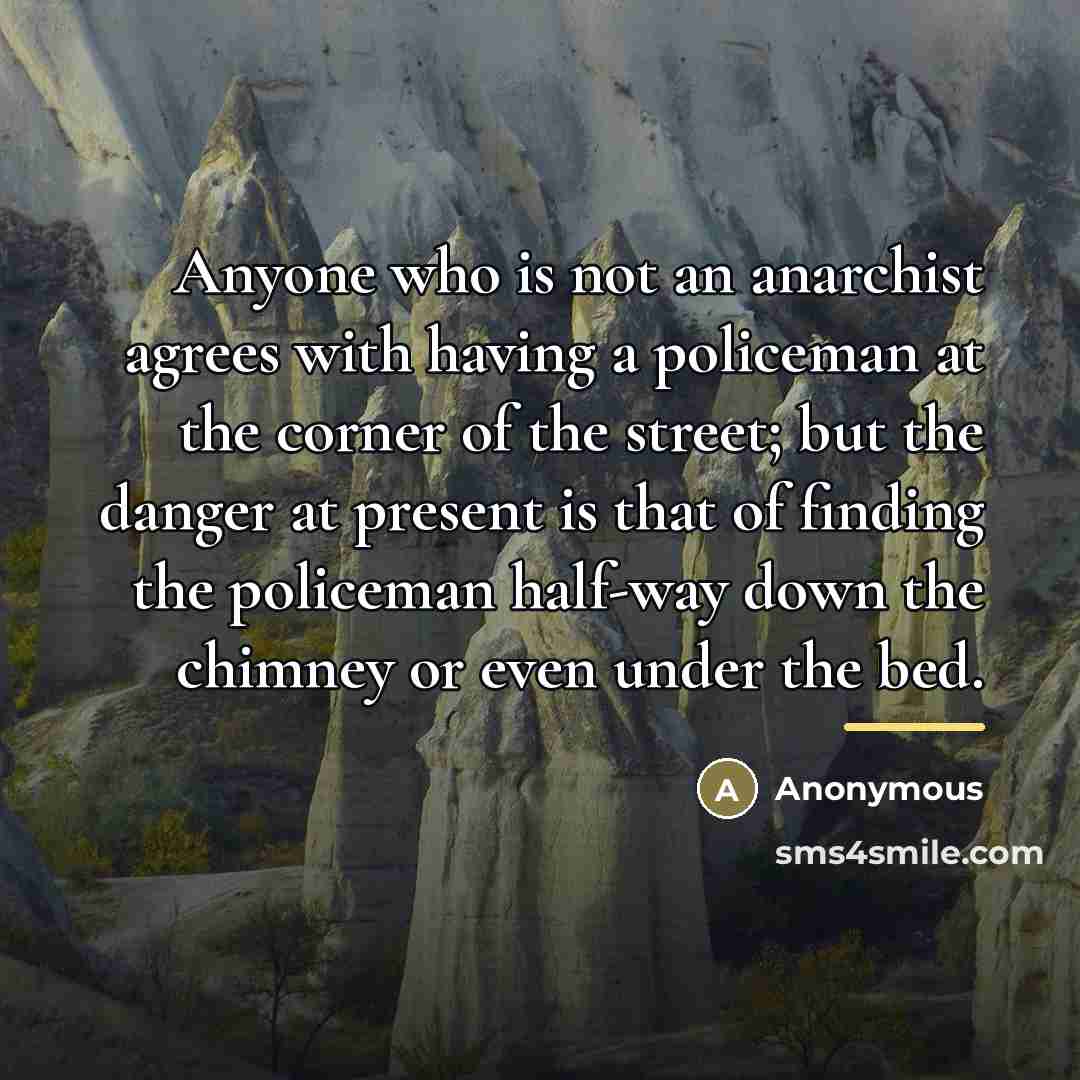 “Anyone who is not an anarchist agrees with having a…” quote by Anonymous