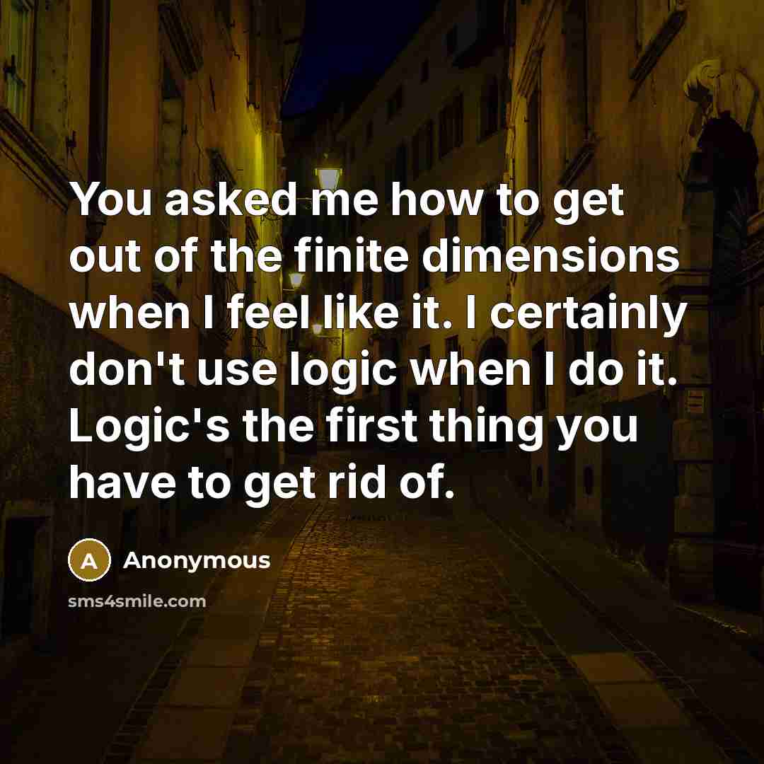 “You asked me how to get out of the finite…” quote by Anonymous