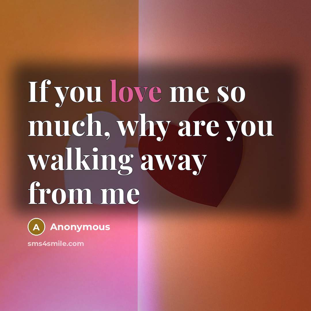 “If you love me so much, why are you walking…” quote by Anonymous