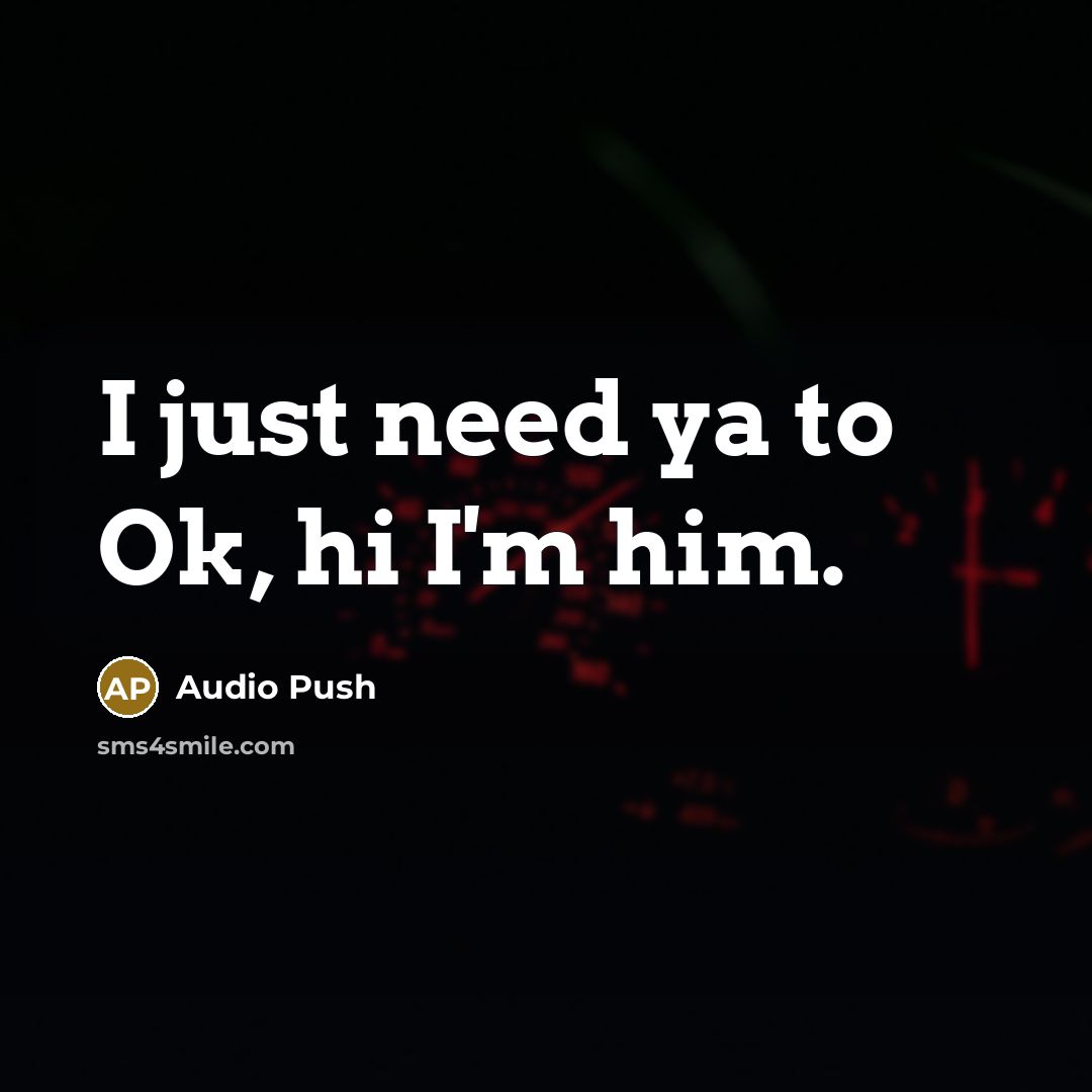 “I just need ya to Ok, hi I'm him.…” quote by Audio Push