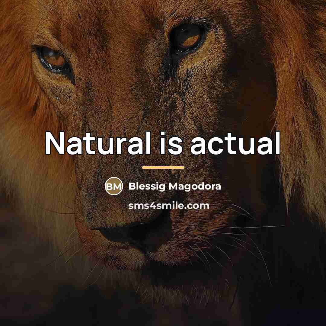 “Natural is actual…” quote by Blessig Magodora